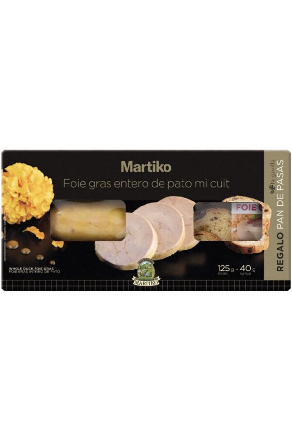 Foie Gras Entero De Pato Mi-Cuit MARTIKO 125g Obsequio Pan De Pasas 40g