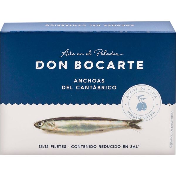 Anchoas Del Cantábrico En Aceite De Oliva Virgen Extra DON BOCARTE 13/15 Filetes 85g