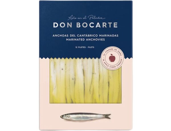 Anchoas Del Cantábrico Marinadas En Vinagre De Vermut DON BOCARTE 12 Filetes Grandes 140g